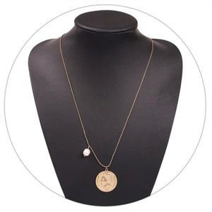 • One-of-a-kind Pearl & Coin Pendant Necklace •